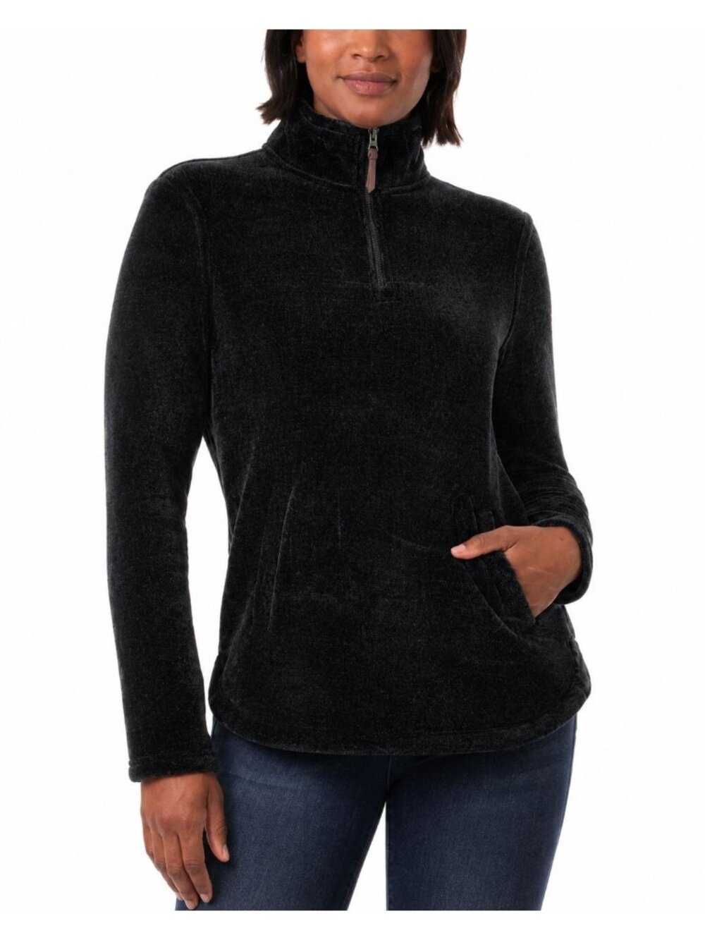 32 Degrees Heat Womens Black XS Quarter-Zip Pullover With Recycled Materials